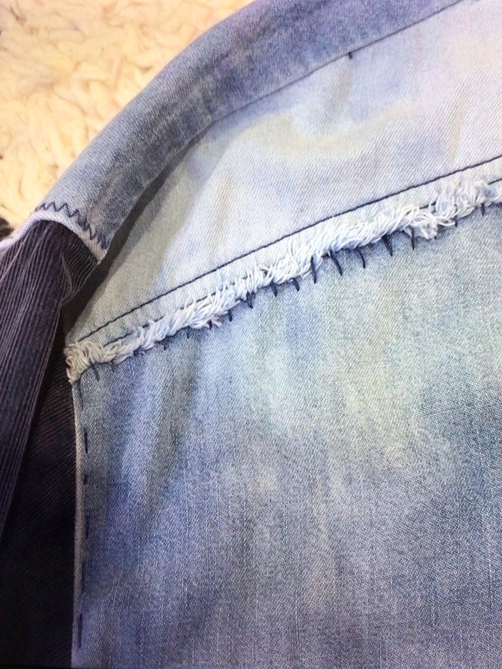 We The Free Patchwork Light Blue Denim Shirt Jacket - Picture 7 of 9